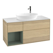 V&B Meuble sous lavabo Finion 120 cm, Pl blanc mat, Régule huile mat, Oa ven