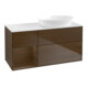 V&B Meuble sous lavabo Finion 120 cm, pl blanc mat, régule noyer ven.-1