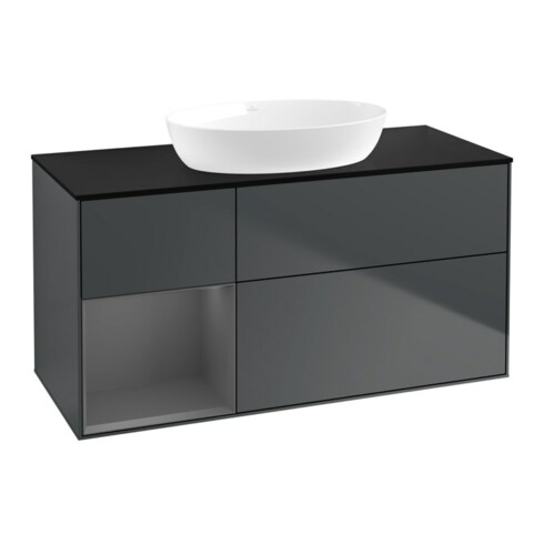 V&B Meuble sous lavabo Finion 120 cm, Pl blanc mat, Rg A mat laqué, avec bl. mat laqué