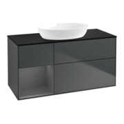 V&B Meuble sous lavabo Finion 120 cm, Pl blanc mat, Rg A mat laqué, avec bl. mat laqué