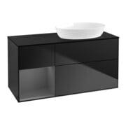 V&B Meuble sous-lavabo Finion 120 cm, Pl blanc mat, Rg A mat laqué, bleu mat laqué
