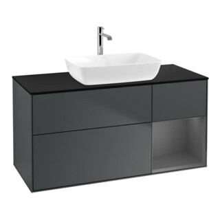V&B Meuble sous lavabo Finion 120 cm, Pl blanc mat, Rg A mat laqué, md bleu mat laqué