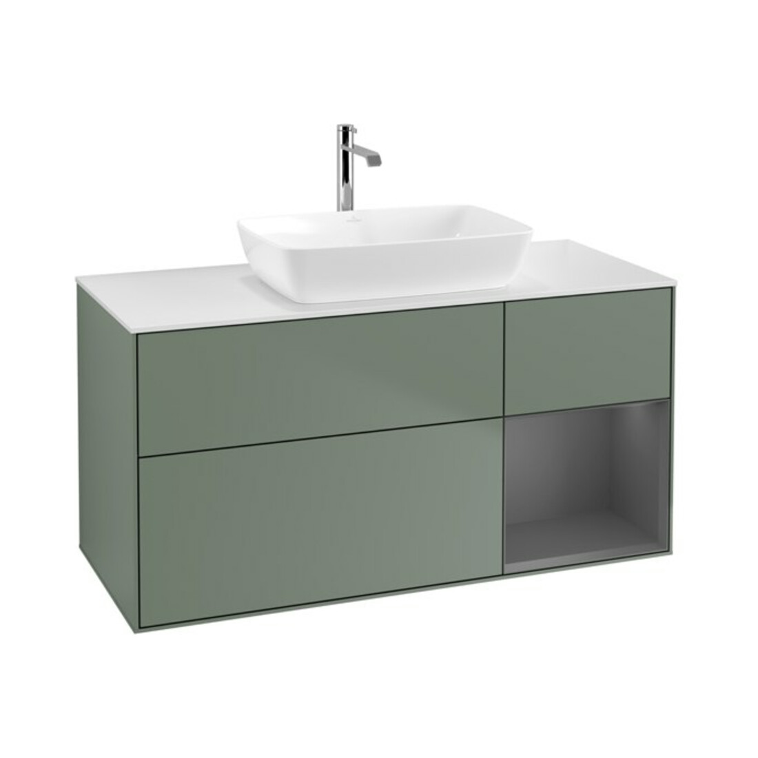 V&B Meuble sous lavabo Finion 120 cm, Pl blanc mat, Rg A mat laqué, Oli. mat laqué