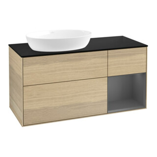 V&B Meuble sous-lavabo Finion 120 cm, Pl blanc mat, Rg anthracite mat laqué, Oa ven