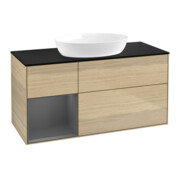 V&B Meuble sous lavabo Finion 120 cm, Pl blanc mat, Rg anthracite mat, Oa ven