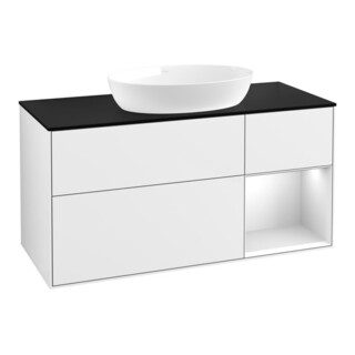 V&B Meuble sous lavabo Finion 120 cm, Pl blanc mat, Rg blanc mat, Lac brillant blanc