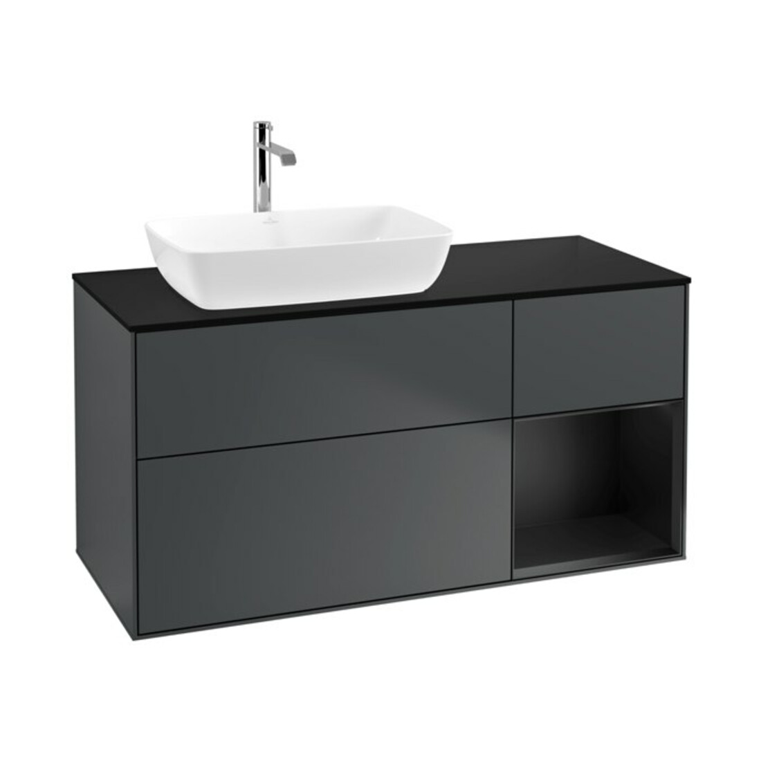 V&B Meuble sous lavabo Finion 120 cm, Pl blanc mat, Rg blanc mat Lac, md bleu mat Lac