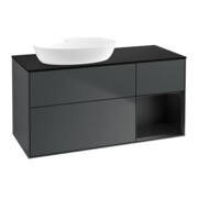 V&B Meuble sous lavabo Finion 120 cm, Pl blanc mat, Rg blanc mat Lac, méd. bleu mat Lac