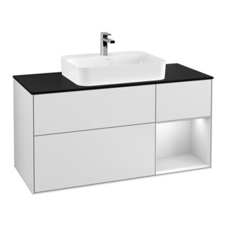 V&B Meuble sous lavabo Finion 120 cm, Pl blanc mat, Rg blanc mat laqué