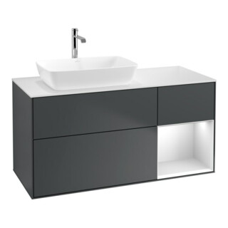 V&B Meuble sous-lavabo Finion 120 cm, Pl blanc mat, Rg blanc mat laqué, md bleu mat laqué