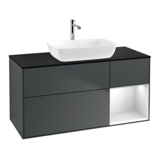 V&B Meuble sous lavabo Finion 120 cm, Pl blanc mat, Rg blanc mat laqué, md bleu mat laqué