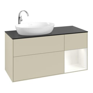 V&B Meuble sous lavabo Finion 120 cm, Pl blanc mat, Rg blanc mat laqué, si gris mat laqué