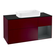 V&B Meuble sous lavabo Finion 120 cm, Pl blanc mat, Rg droite médium bleu mat Lac, Peo mat