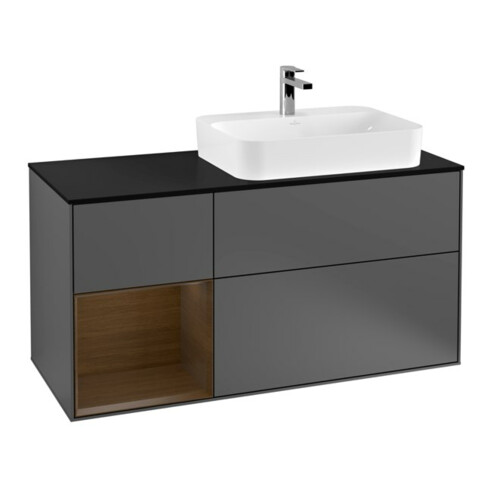 V&B Meuble sous lavabo Finion 120 cm, Pl blanc mat, Rg gauche, Anthracite m