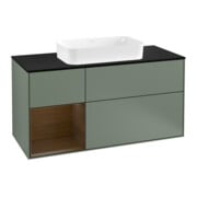V&B Meuble sous lavabo Finion 120 cm, Pl blanc mat, Rg gauche noyer, Oli. mat laqué