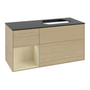 V&B Meuble sous lavabo Finion 120 cm, Pl blanc mat, Rg gauche, si gris mat Lac, Oa ven