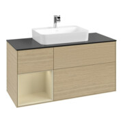 V&B Meuble sous lavabo Finion 120 cm, Pl blanc mat, Rg gauche, si gris mat Lac, Oa ven