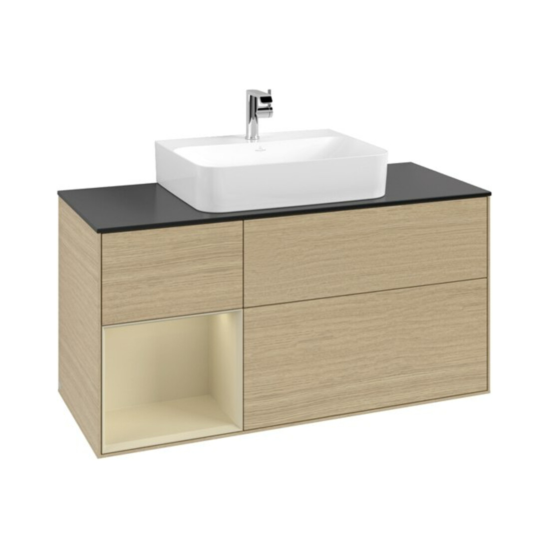 V&B Meuble sous lavabo Finion 120 cm, Pl blanc mat, Rg gauche, surface laquée, Oa ven