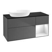 V&B Meuble sous lavabo Finion 120 cm, Pl blanc mat, Rg gris blanc laqué, Anthracite m