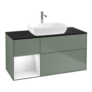 V&B Meuble sous lavabo Finion 120 cm, Pl blanc mat, Rg gris blanc laqué, Oli mat laqué
