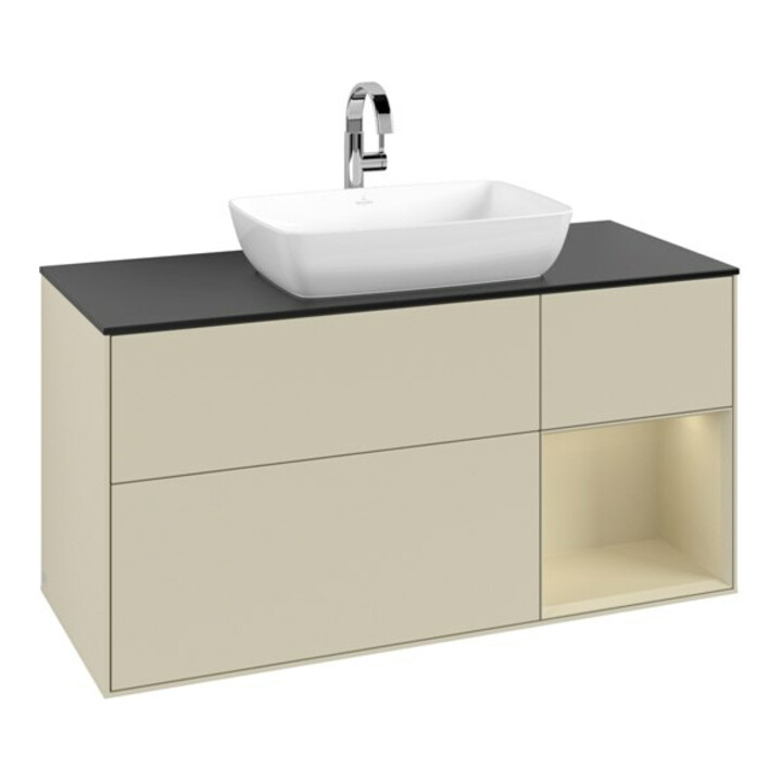 V&B Meuble sous lavabo Finion 120 cm, Pl blanc mat, Rg gris mat Laqué, gris Grand mat Laqué