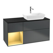 V&B Meuble sous lavabo Finion 120 cm, Pl blanc mat, Rg gris mat laqué, md blanc mat laqué