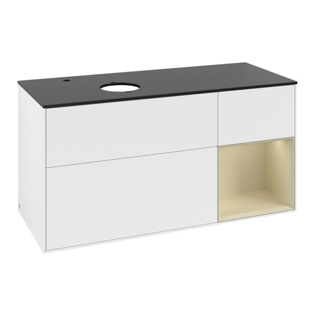 V&B Meuble sous lavabo Finion 120 cm, Pl blanc mat, Rg gris moyen laqué, blanc mat