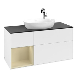 V&B Meuble sous lavabo Finion 120 cm, Pl blanc mat, Rg gris moyen laqué, blanc mat laqué