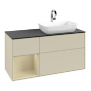 V&B Meuble sous lavabo Finion 120 cm, Pl blanc mat, Rg gris soie mat Laqué, gris graphite mat Laqué