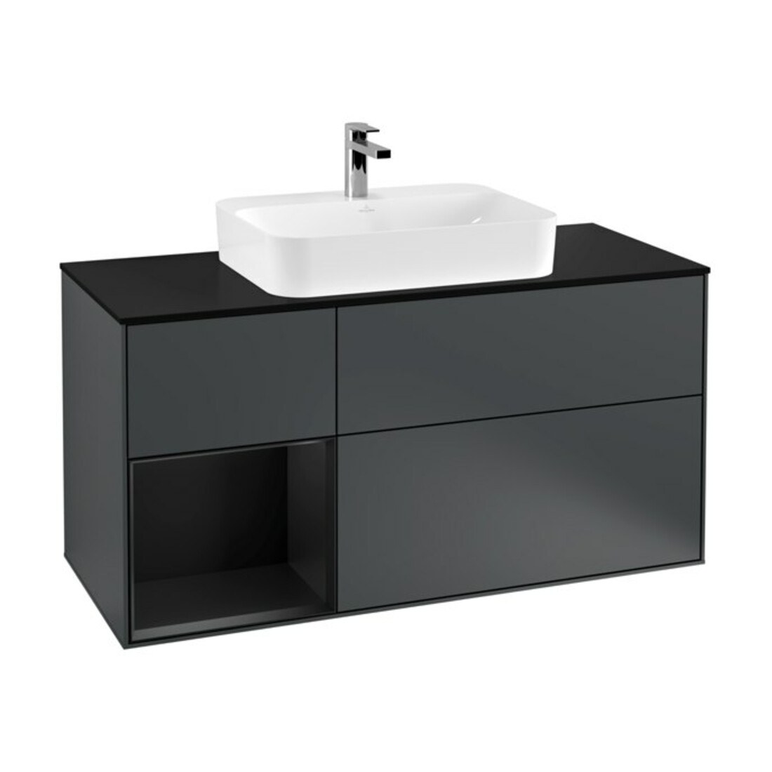 V&B Meuble sous lavabo Finion 120 cm, Pl blanc mat, Rg laqué blanc mat, façade bleu mat