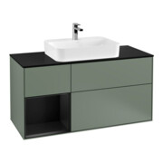 V&B Meuble sous lavabo Finion 120 cm, Pl blanc mat, Rg laque blanc mat, Oli. mat laque