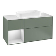 V&B Meuble sous lavabo Finion 120 cm, Pl blanc mat, Rg laqué blanc mat, Olivé mat laqué