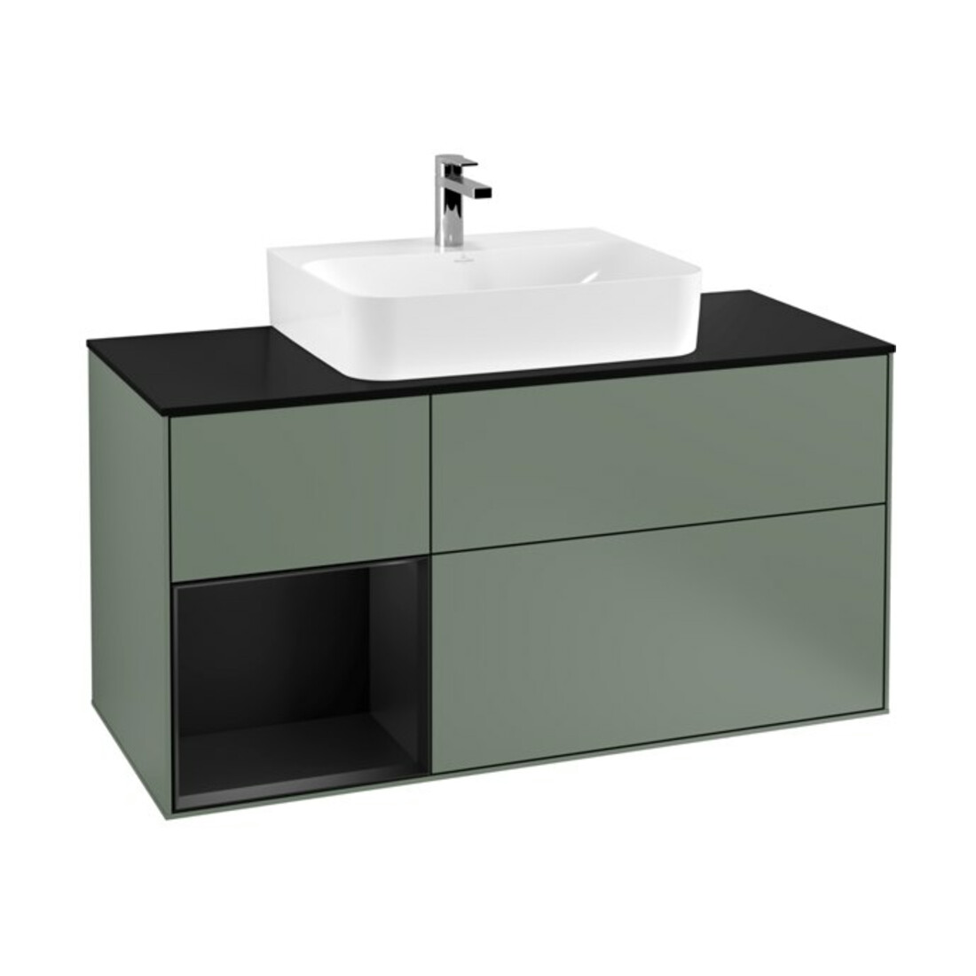 V&B Meuble sous-lavabo Finion 120 cm, Pl blanc mat, Rg laqué blanc, Oli mat laqué