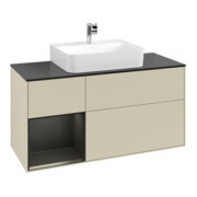 V&B Meuble sous lavabo Finion 120 cm, Pl blanc mat, Rg laqué blanc, si gris mat laqué