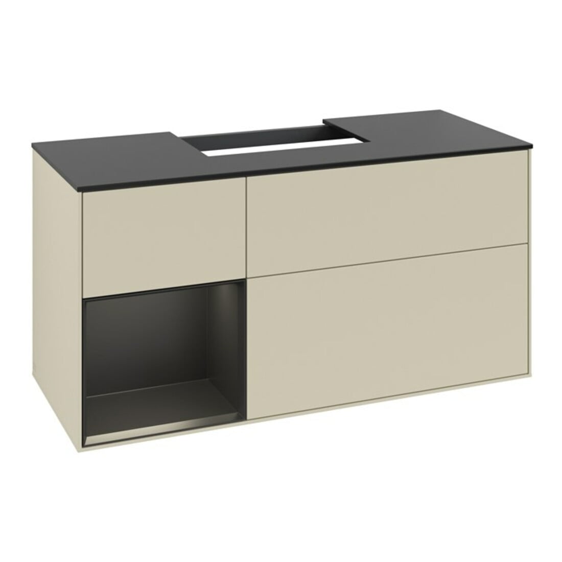 V&B Meuble sous lavabo Finion 120 cm, Pl blanc mat, Rg laqué blanc, si gris mat laqué