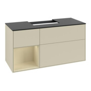 V&B Meuble sous lavabo Finion 120 cm, Pl blanc mat, Rg laqué gris mat Laque, gris mat Laque