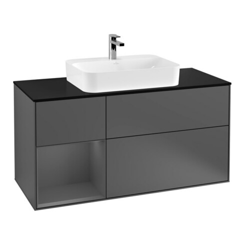 V&B Meuble sous lavabo Finion 120 cm, Pl blanc mat, Rg laqué mat, Anthracite m