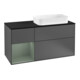 V&B Meuble sous-lavabo Finion 120 cm, Pl blanc mat, Rg laqué olivier mat, Anthracite m-1