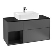 V&B Meuble sous lavabo Finion 120 cm, Pl blanc mat, Rg lavabo blanc mat, Anthracite m