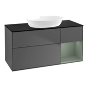 V&B Meuble sous lavabo Finion 120 cm, Pl blanc mat, Rg olivier mat laqué, Anthracite m