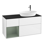 V&B Meuble sous lavabo Finion 120 cm, Pl blanc mat, Rg olivier mat laqué, blanc brillant laqué-1