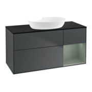 V&B Meuble sous lavabo Finion 120 cm, Pl blanc mat, Rg olivier mat laqué, md bleu mat laqué-1