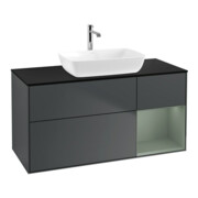 V&B Meuble sous lavabo Finion 120 cm, Pl blanc mat, Rg olivier mat laqué, md bleu mat laqué