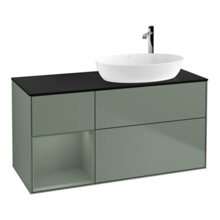V&B Meuble sous lavabo Finion 120 cm, Pl blanc mat, Rg olivier mat laqué, olivier mat laqué