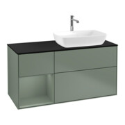 V&B Meuble sous lavabo Finion 120 cm, Pl blanc mat, Rg olivier mat laqué, olivier mat laqué