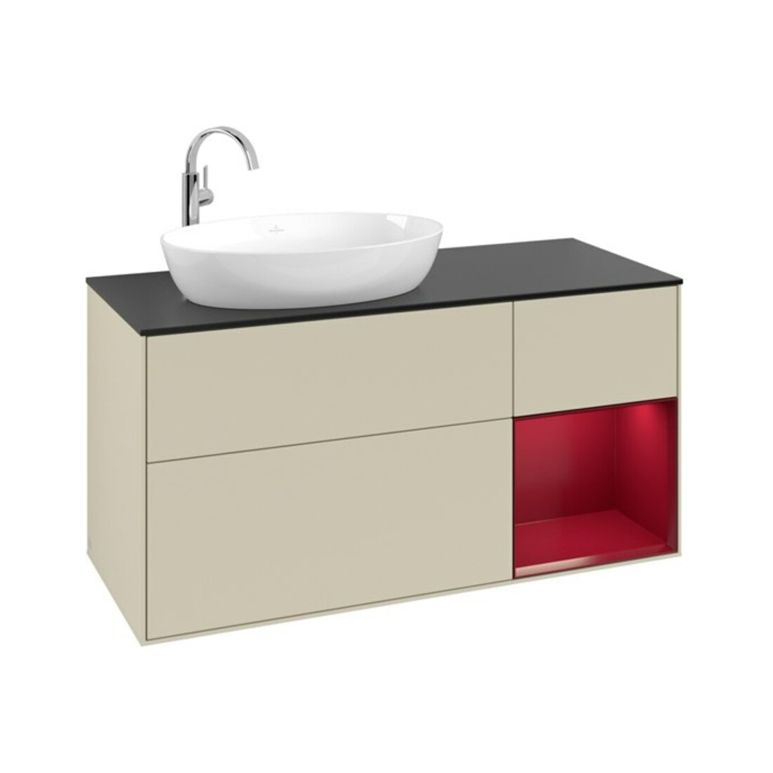 V&B Meuble sous lavabo Finion 120 cm, Pl blanc mat, Rg P eo mat laqué, si Gris mat laqué