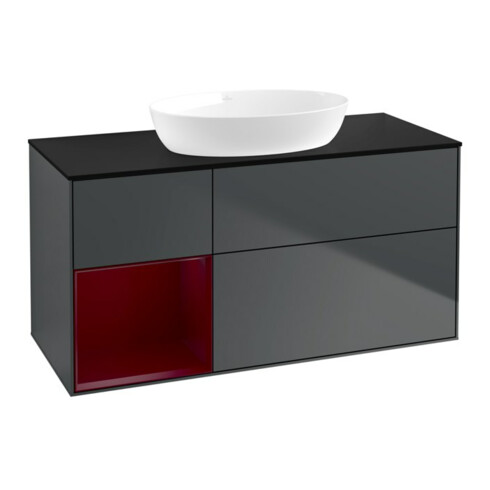 V&B Meuble sous lavabo Finion 120 cm, Pl blanc mat, Rg Peau mat La, avec bloc mat Lac