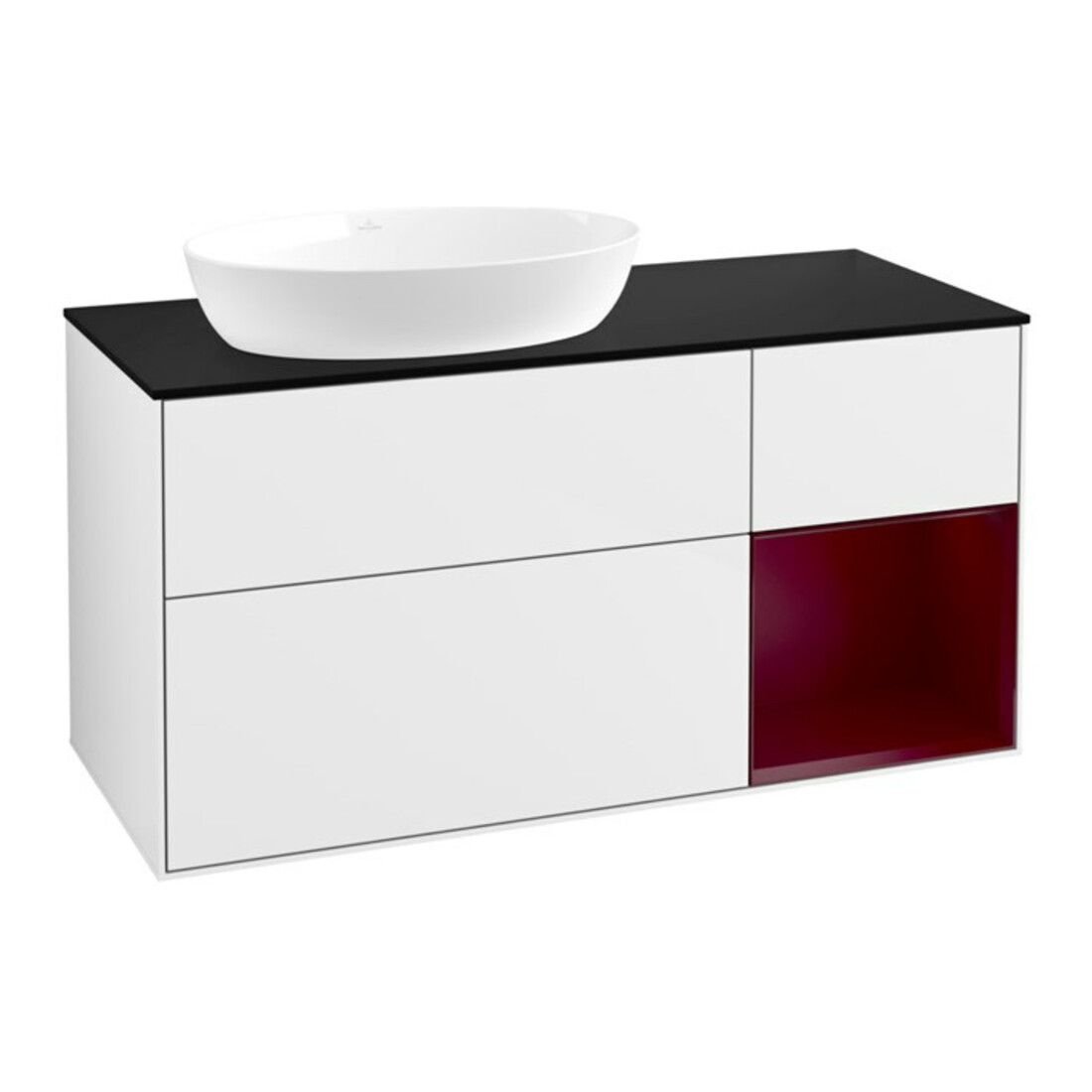 V&B Meuble sous-lavabo Finion 120 cm, Pl blanc mat, Rg Peo mat Laqué, blanc brillant Laqué