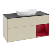 V&B Meuble sous lavabo Finion 120 cm, Pl blanc mat, Rg Peo mat laqué, si Gr mat laqué