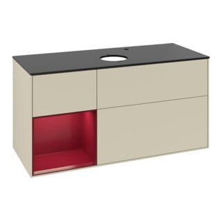 V&B Meuble sous lavabo Finion 120 cm, Pl blanc mat, Rg Perle mat laqué, si Gris mat laqué
